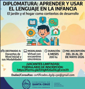EDUCACIÓN: PREINSCRIPCIONES PARA DIPLOMATURA SOBRE LENGUAJE DE INFANCIA