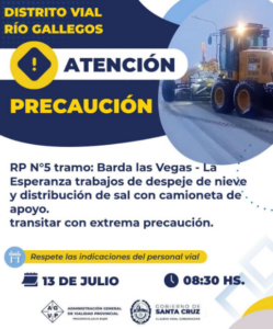 VIALIDAD PROVINCIAL: TRANSITAR CON PRECAUCIÓN SOBRE LA RUTA PROVINCIAL N°5