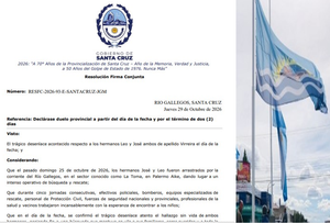 El Gobierno de Santa Cruz declaró dos días de duelo provincial por la muerte de los hermanitos